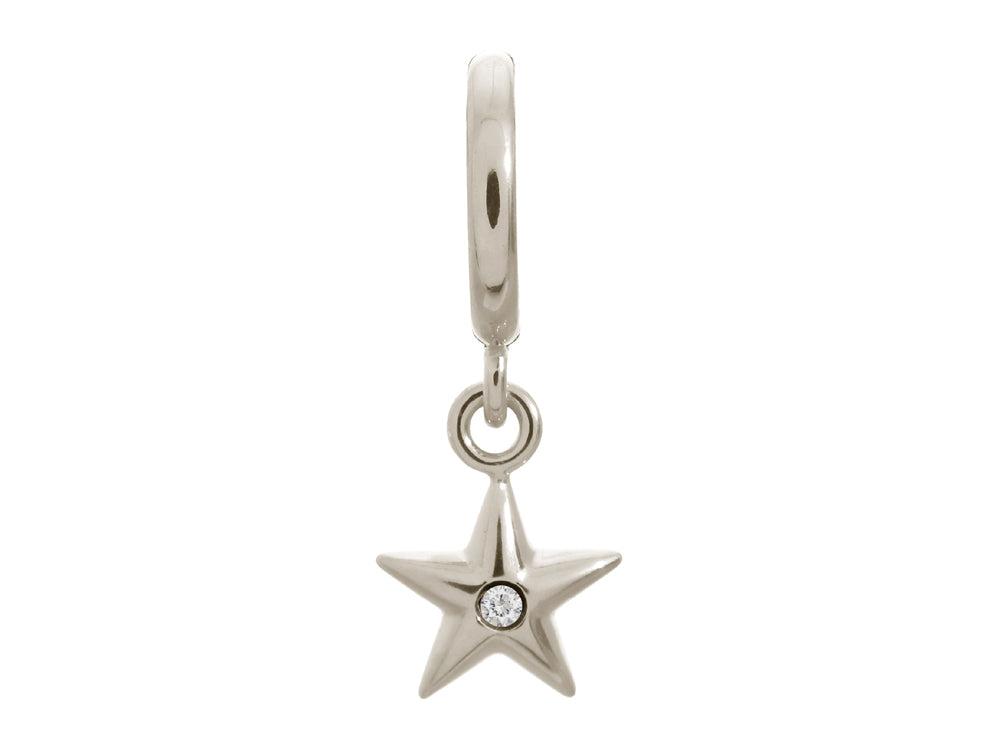 Endless Jewelry White Shiny Star Silver White Cubic Zirconia Rhodium Silver Finish