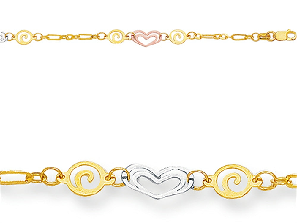 Finejewelers 10 Inches 4 Hearts Adjustable Ankle Bracelet