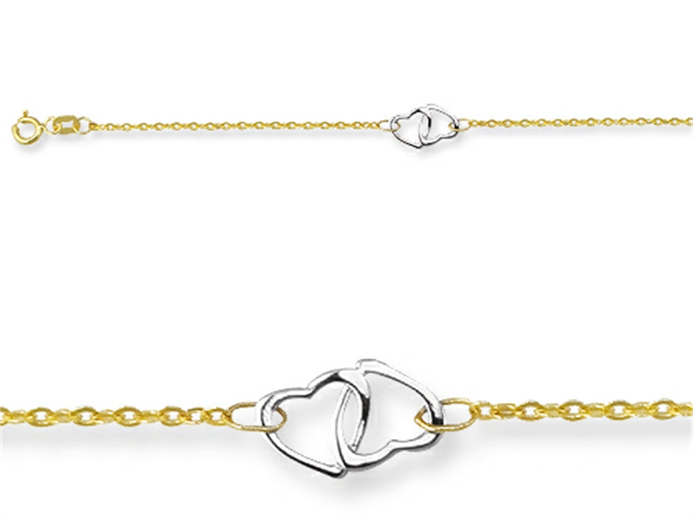 Finejewelers 10 Inches 3 Double Hearts Adjustable Ankle Bracelet