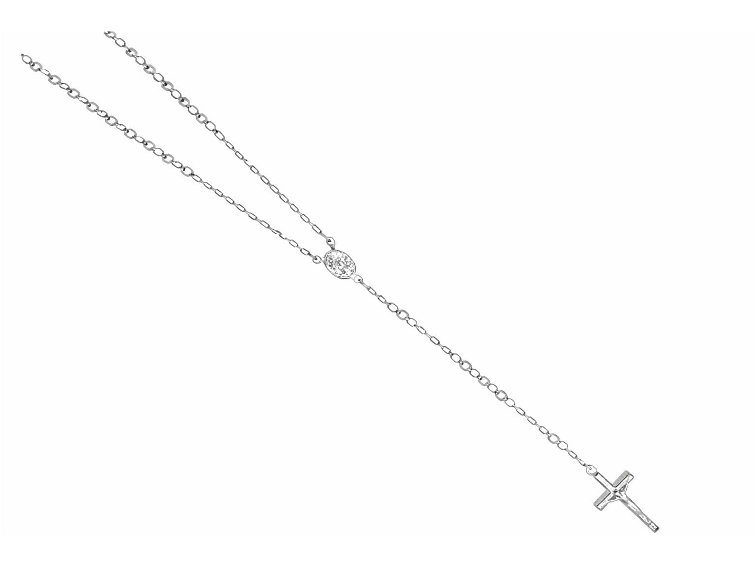 Finejewelers 26 inches Silver Rhodium Rosary Bead Necklace