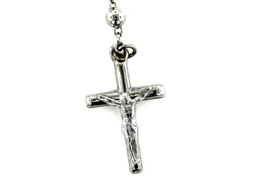 Finejewelers 26 inches Silver Rhodium Rosary Bead Necklace