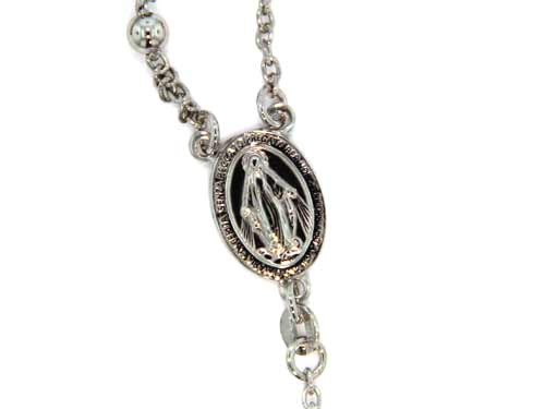 Finejewelers 26 inches Silver Rhodium Rosary Bead Necklace