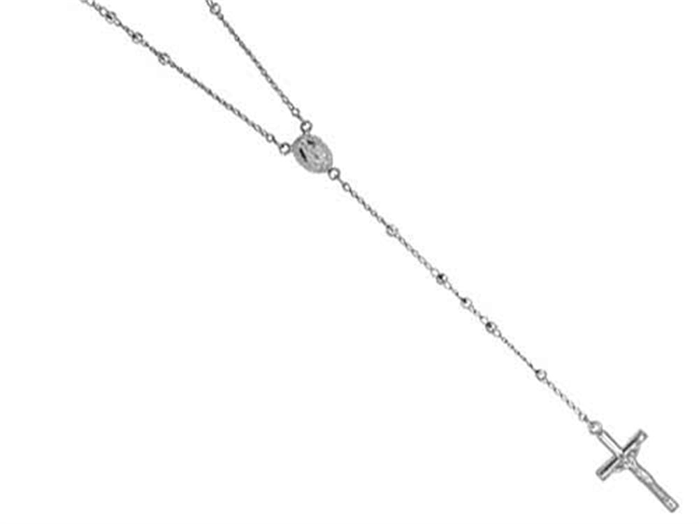 Finejewelers 26 inches Silver Rhodium Rosary Bead Necklace