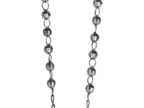 Finejewelers 26 inches Silver Black Rhodium Rosary Bead Necklace