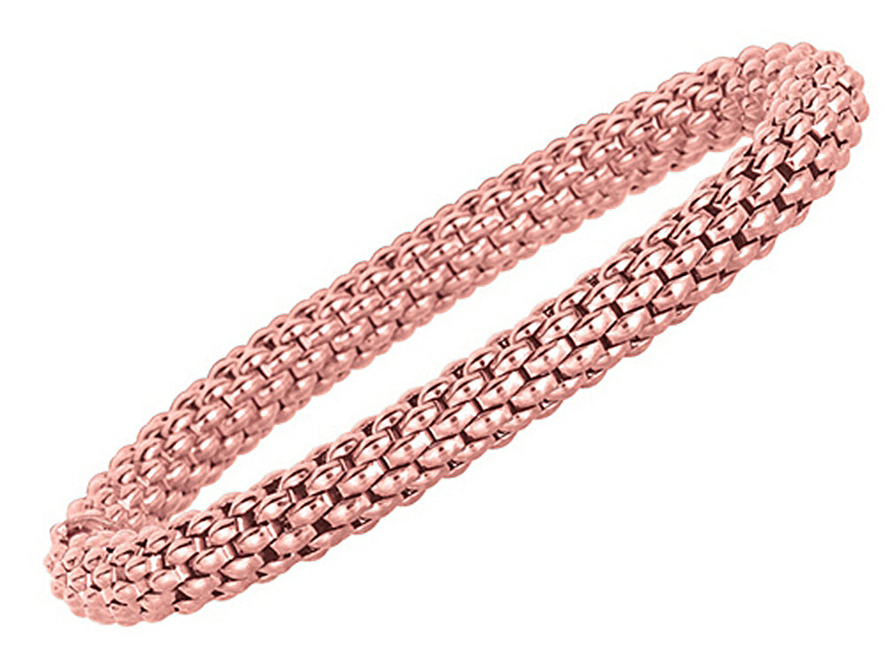 Finejewelers Sterling Silver 7.25 Inch Rose Finish Stretchy Bracelet