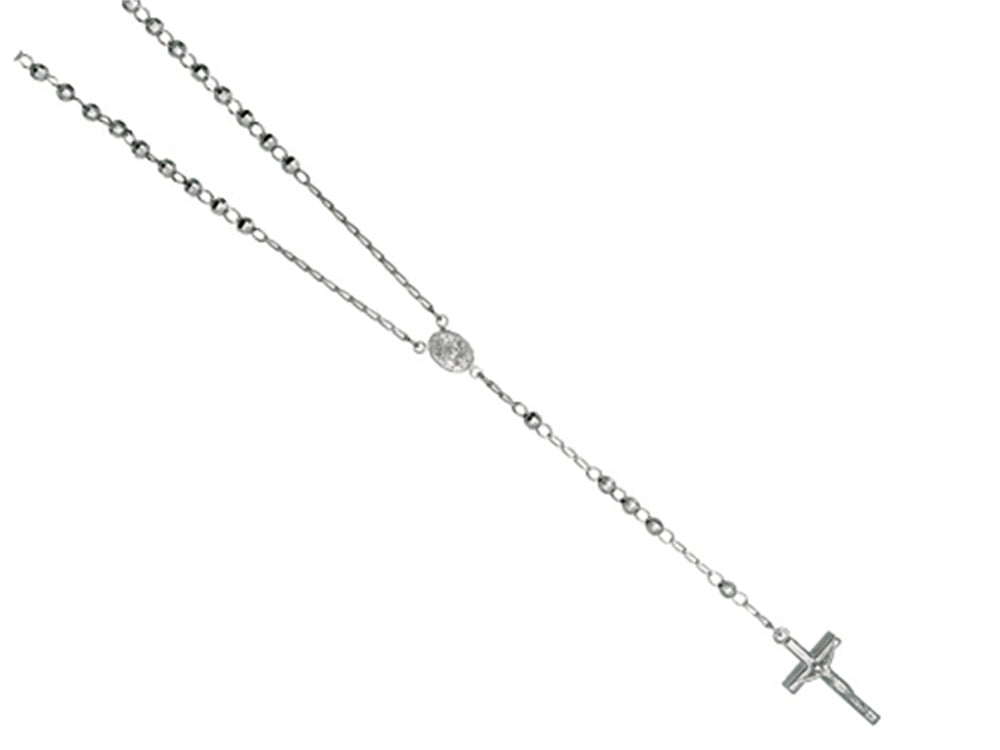 Finejewelers 26 inches Silver Rhodium 5MM Rosary Bead Necklace