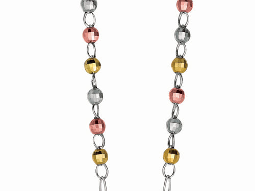 Finejewelers 26 inches Silver Tri-Color 5MM Rosary Bead Necklace