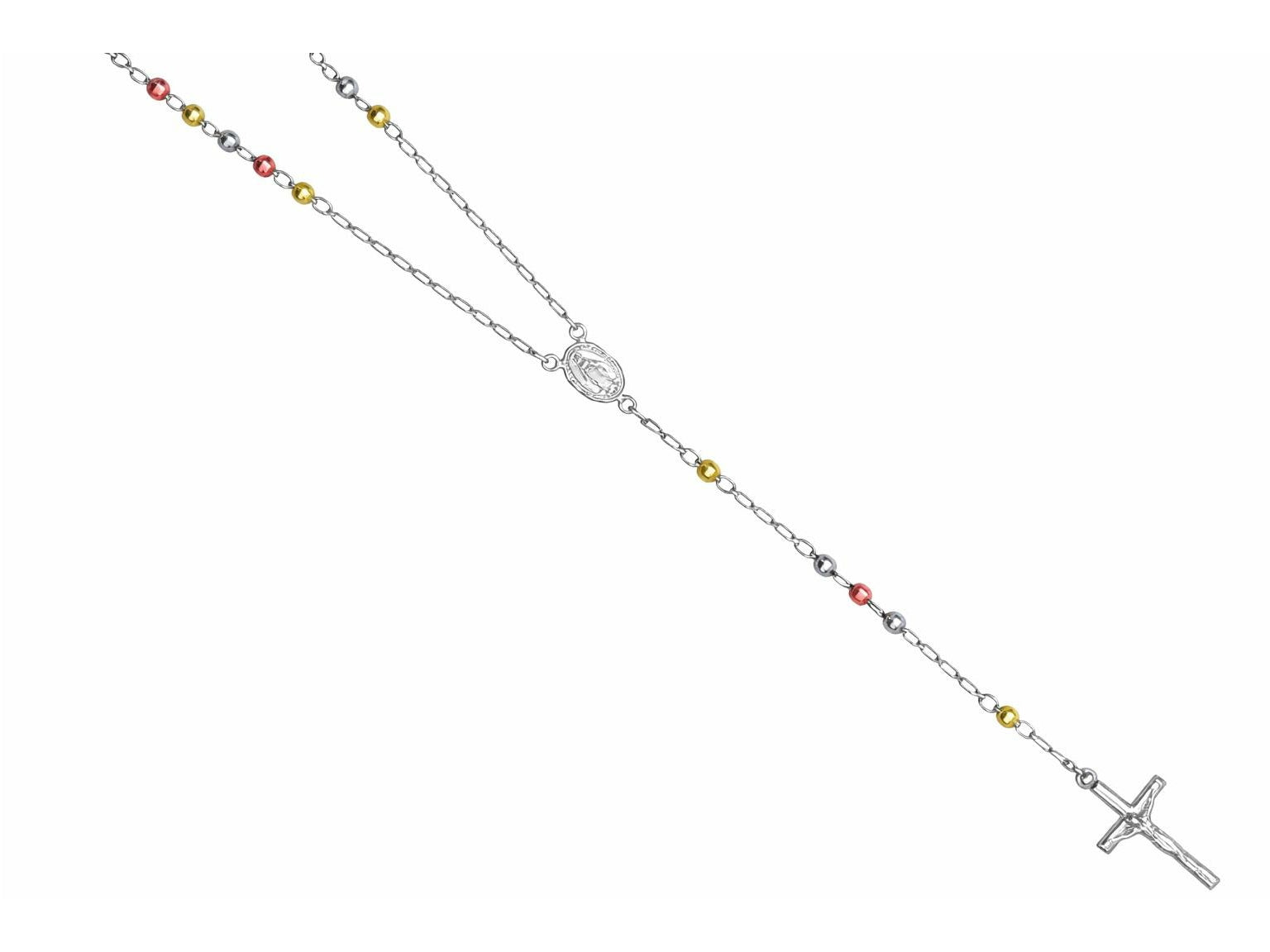 Finejewelers 26 inches Silver Tri-Color 5MM Rosary Bead Necklace