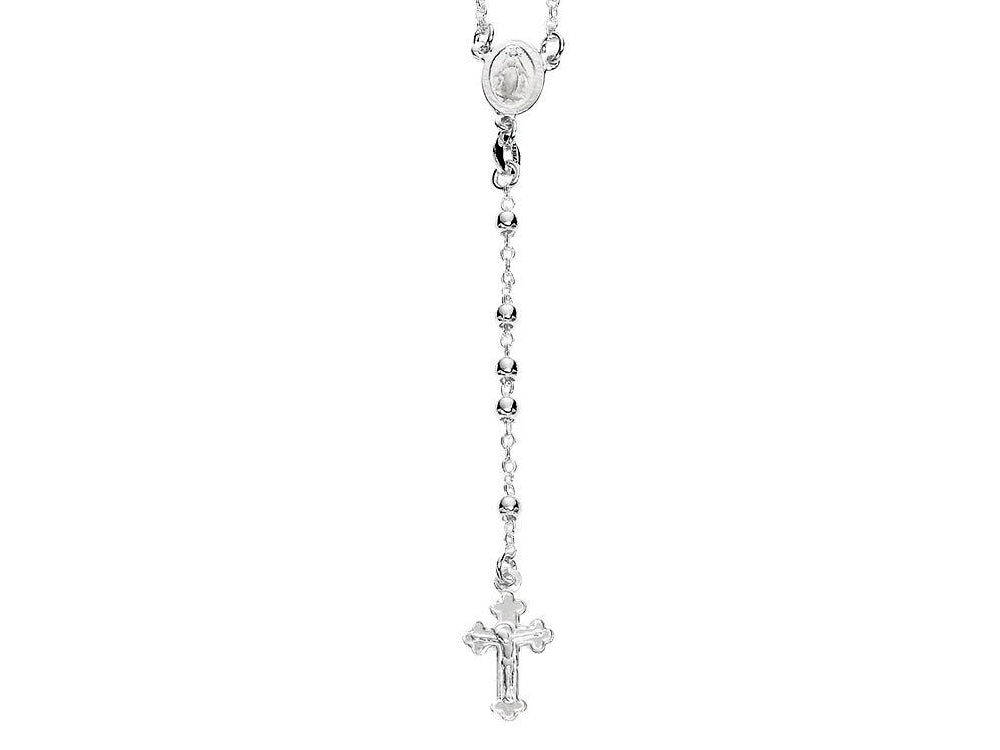 Finejewelers 26 inches Silver Rhodium 3MM Rosary Bead Necklace