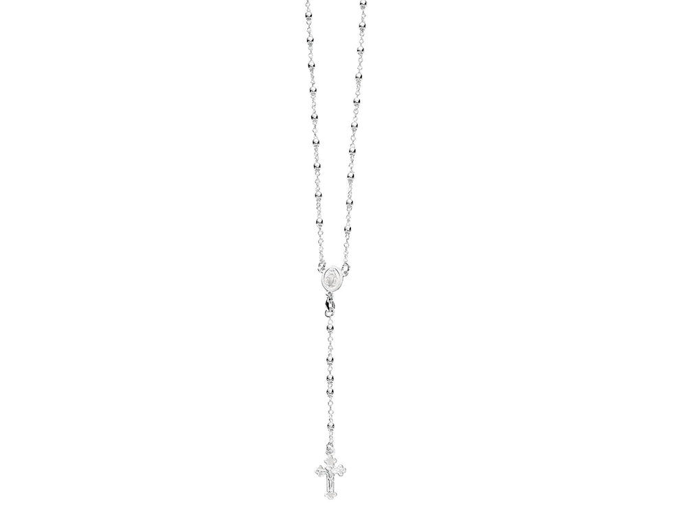 Finejewelers 26 inches Silver Rhodium 3MM Rosary Bead Necklace