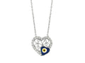 Finejewelers Sterling Silver 18 Inch Heart Necklace With Evil Eye