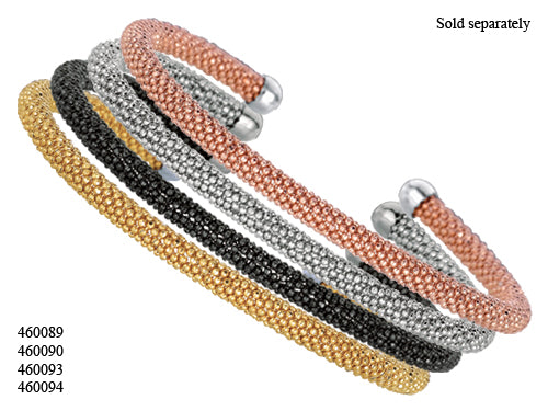 Finejewelers Sterling Silver 4mm Adjustable Beaded Bangle Cuff