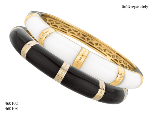 Finejewelers Sterling Silver 7.25 Inch White Enamel and Gold Plated Bangle