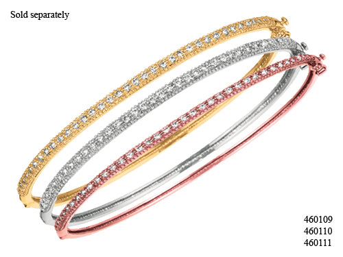 Finejewelers Sterling Silver 7.5 Inch Micropave CZ Bangle with Milgrain Edge