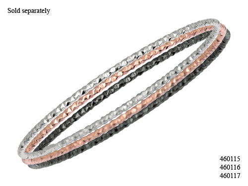 Finejewelers Sterling Silver 1.5mm Black Rhodium Plating Texturized Bright Cut Slip on Bangle
