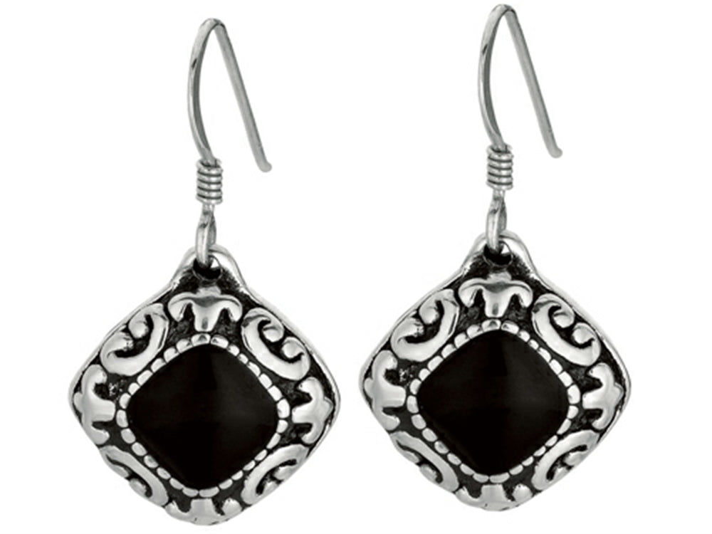 Finejewelers Electroform Earrings Coated with Black Onyx and Textured Design