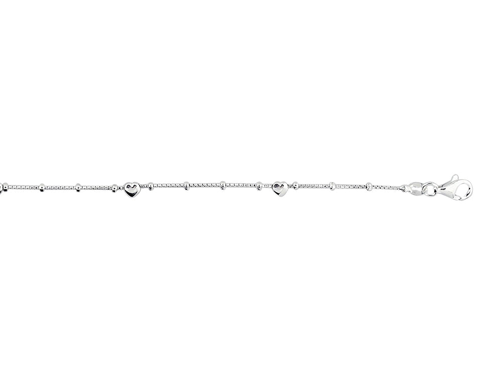 Finejewelers Sterling Silver 10 Inches 5 Hearts Ankle Bracelet