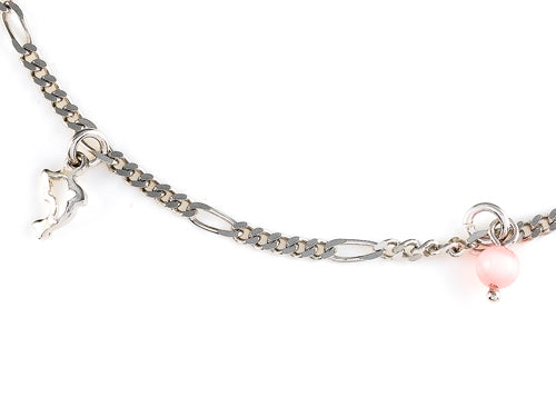 Finejewelers 10 Inches 3 Dolphin Ankle Bracelet with Simulated Stones