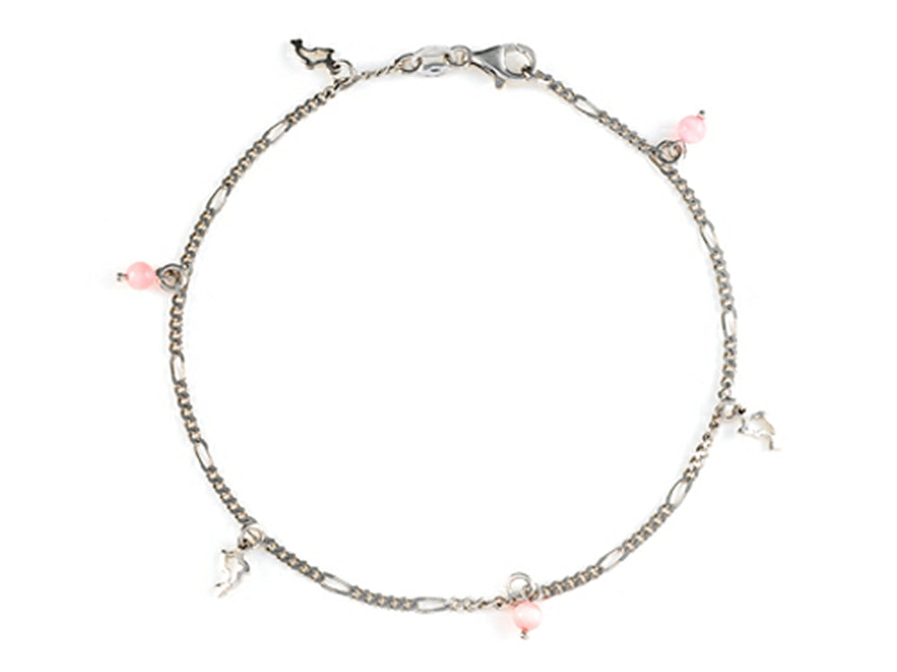 Finejewelers 10 Inches 3 Dolphin Ankle Bracelet with Simulated Stones