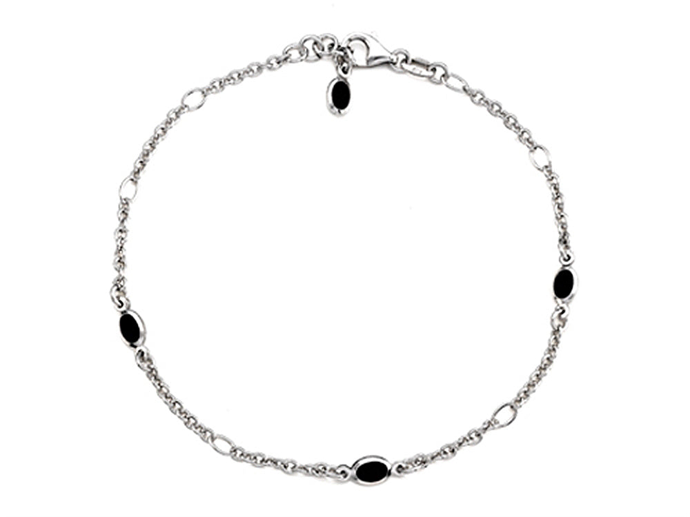 Finejewelers 10 Inches Adjustable Ankle Bracelet with Oval Crystals