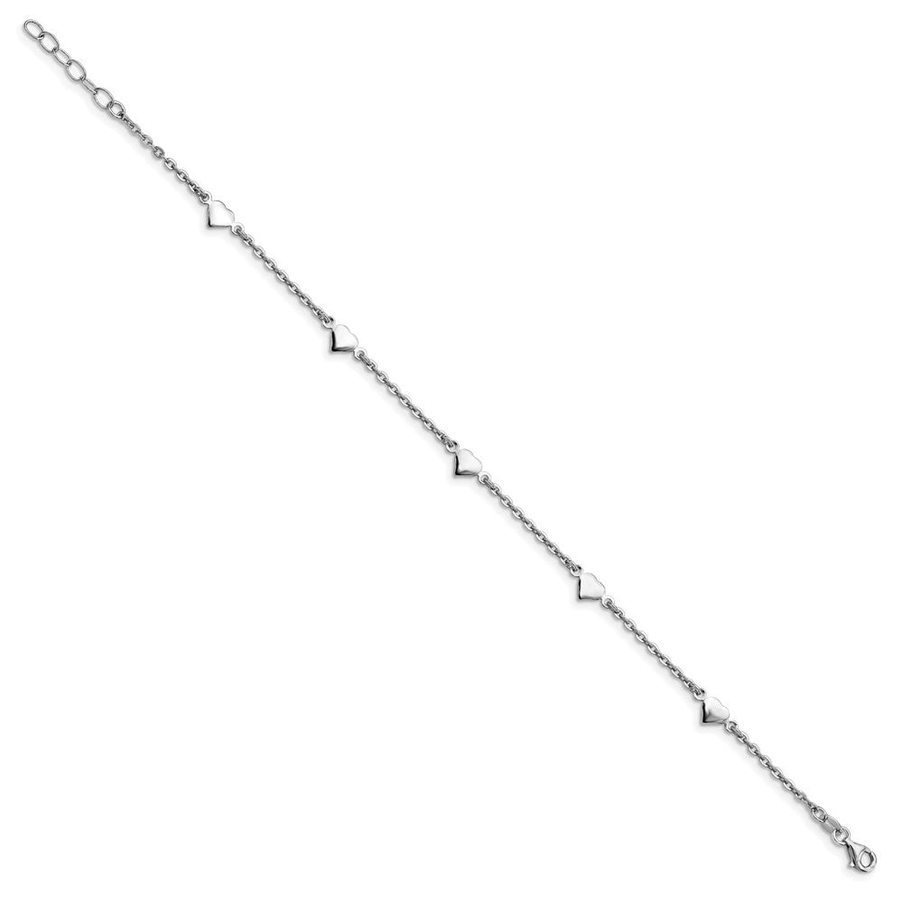Finejewelers Sterling Silver 10 Inches 5 Hearts Ankle Bracelet