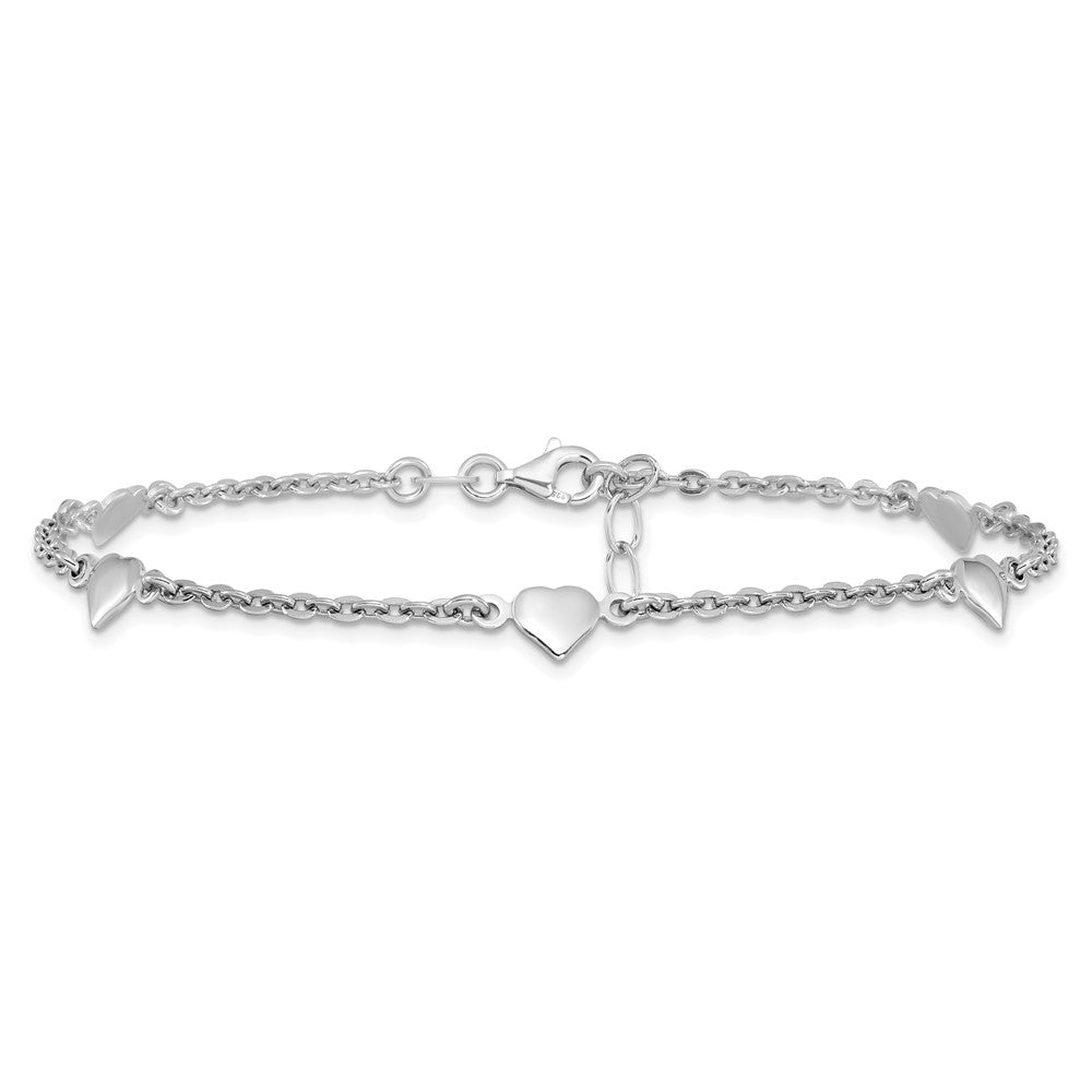 Finejewelers Sterling Silver 10 Inches 5 Hearts Ankle Bracelet