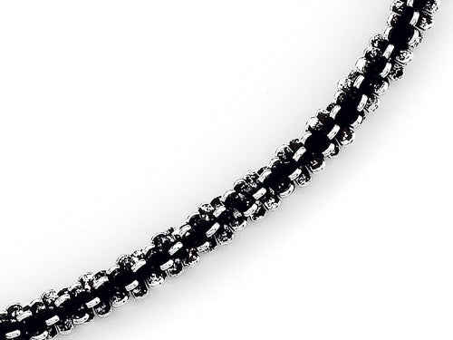 Finejewelers Sterling Silver with Black Rhodium 10 Inches Compress Cable Twist Ankle Bracelet