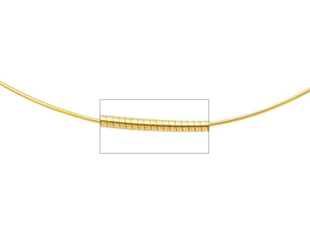 Finejewelers 14k Yellow Gold 18 Inch 5 Grams Bright Cut 1 mm Round Omega Necklace Lobster Clasp