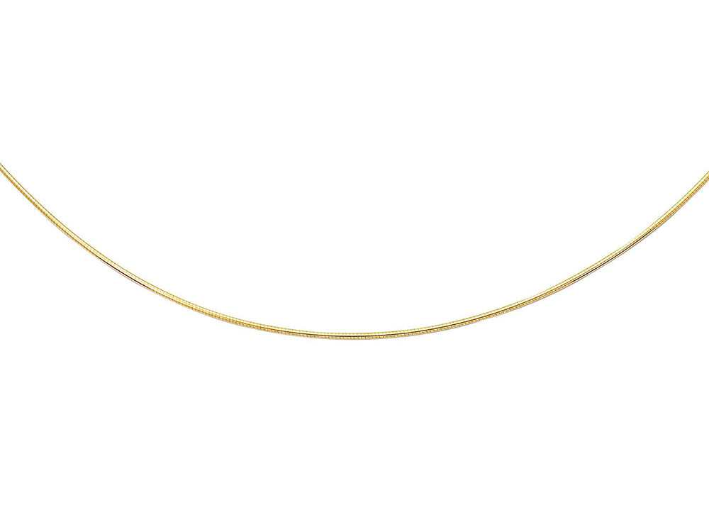 Finejewelers 14k Yellow Gold 16 Inch Bright Cut 6.2 Grams 1.5 mm Round Omega Necklace Lobster Clasp