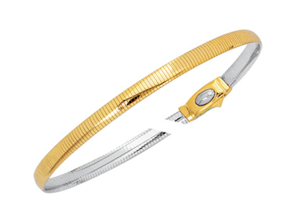 Finejewelers 14k Yellow and White Gold 11.70 Grams 18 Inch Reversible 3mm Omega Necklace Box Catch