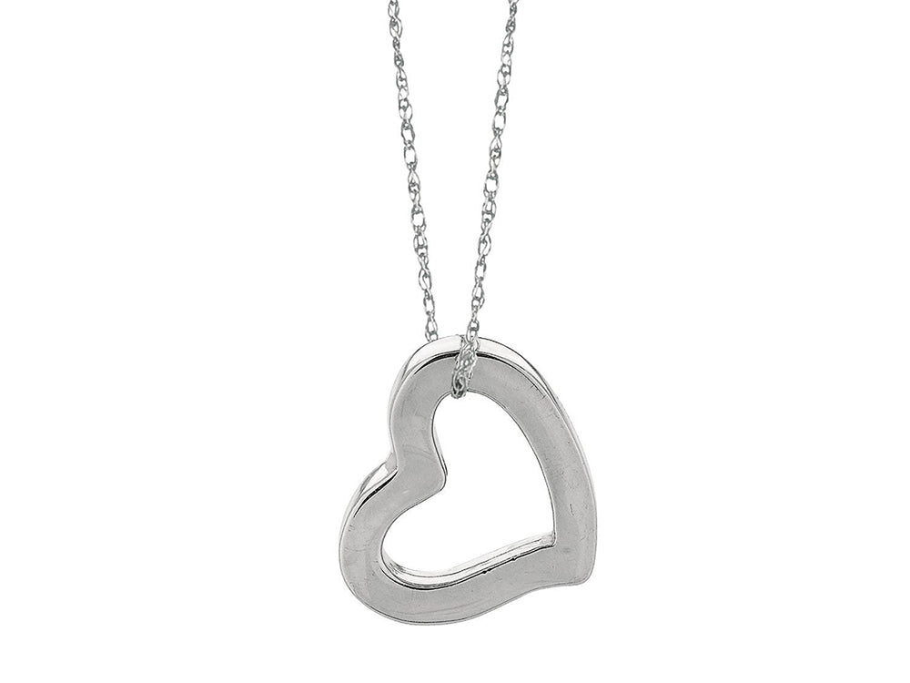 Finejewelers 14K White Gold Open Heart Pendant Necklace on a 18 Inch Chain