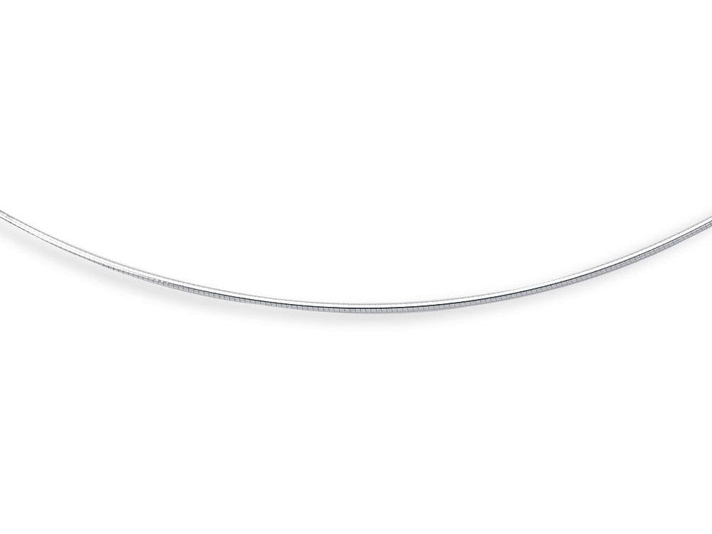 Finejewelers 14k White Gold 18 Inch Bright Cut 1 mm Round Omega Necklace Lobster Clasp