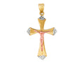 Finejewelers 14K Yellow Gold Cross Pendant Necklace Small Rose Gold Figurine and White Gold Tip