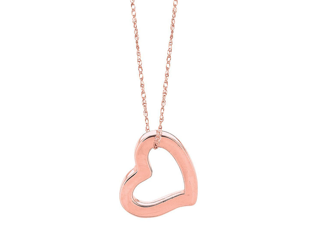 Finejewelers 14K Rose Gold Open Floating Heart Pendant Necklace on a 18 Inch Chain