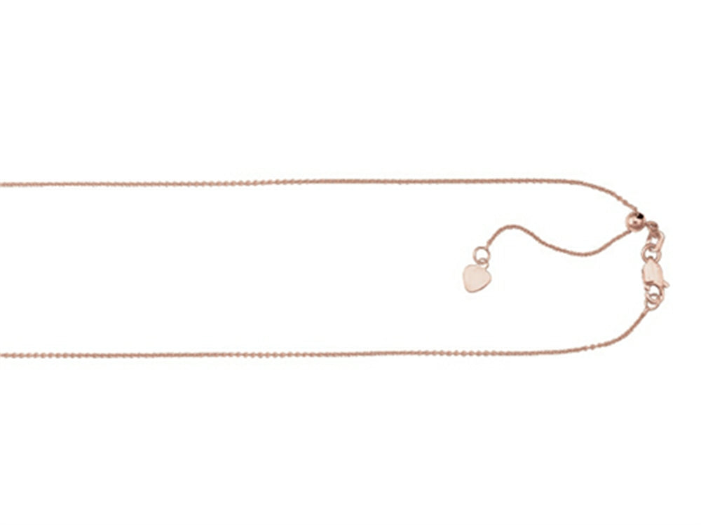 Finejewelers 14K Rose Gold 22 Inch Adjustable Cable Chain Necklace Lobster Clasp Small Heart Charm