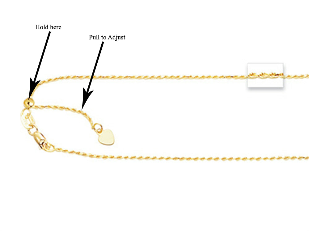 Finejewelers 14K Yellow Gold 22 Inch Adjustable Rope Chain Necklace Lobster Clasp Small Heart Charm