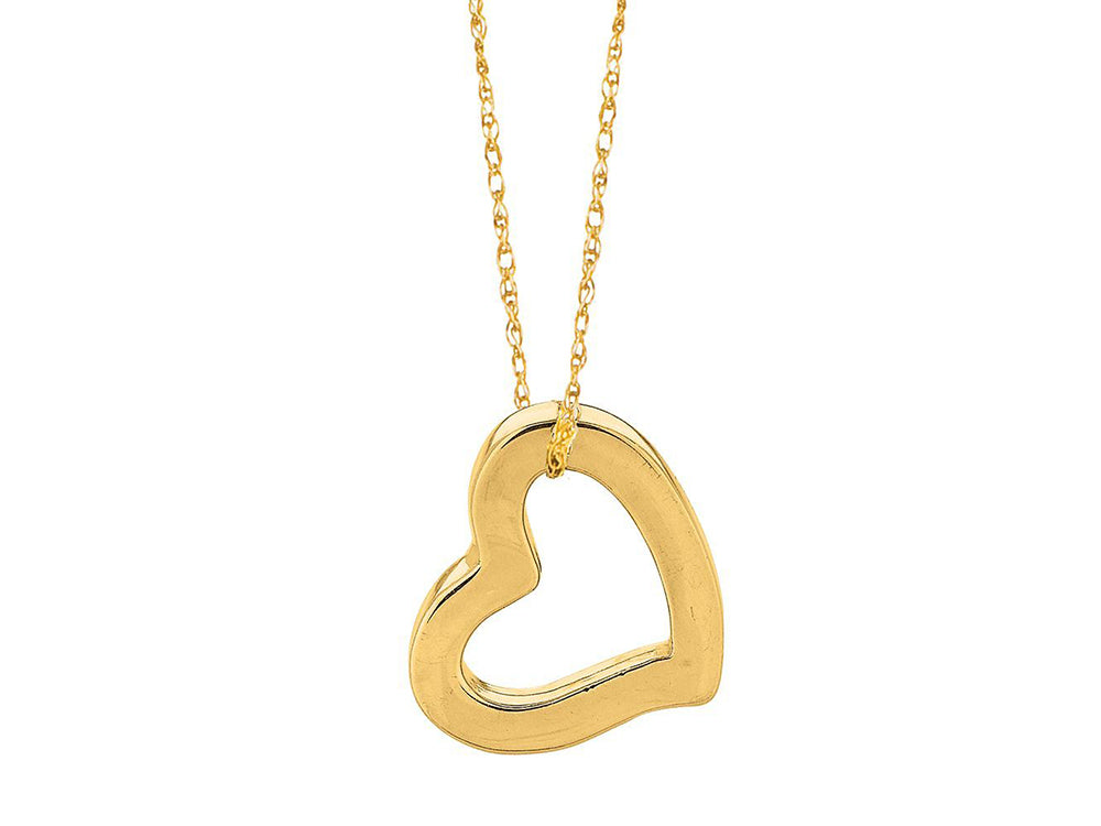 Finejewelers 14K Yellow Gold Open Floating Heart Pendant Necklace on a 18 Inch Chain