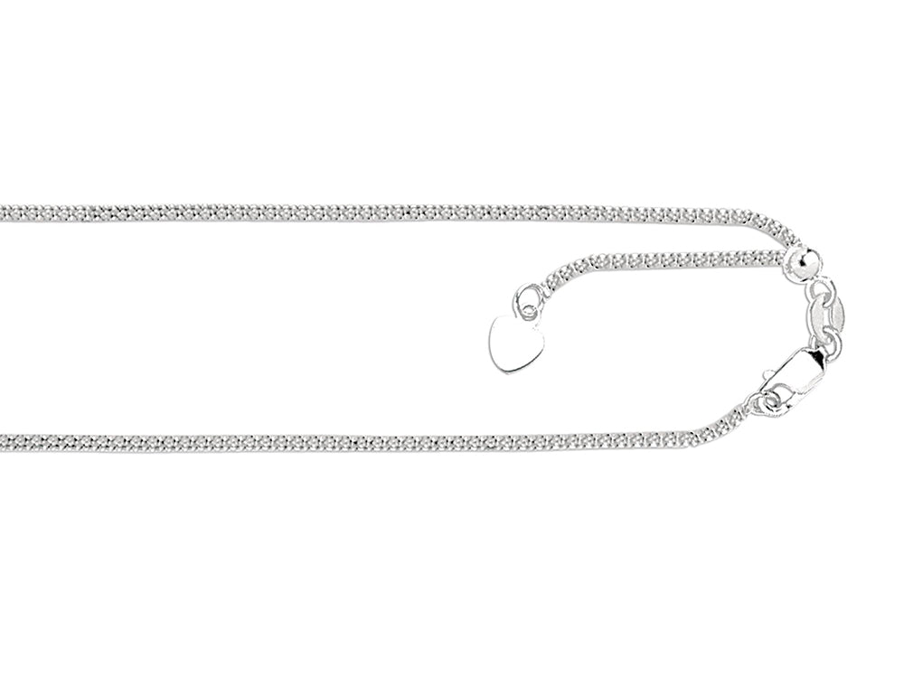 Finejewelers 14k White Gold 22 Inch Adjustable Popcorn Chain Necklace Lobster Clasp Small Heart Charm