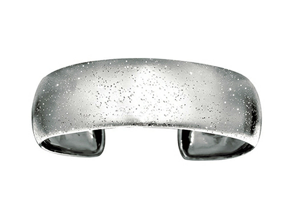 Finejewelers Sterling Silver Rhodium Finish Textured Stardust Bright Cut Cuff Bangle