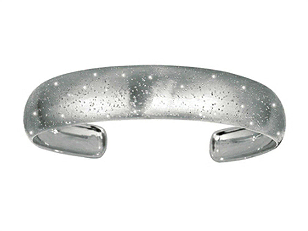 Finejewelers Rhodium Plated 1.5 Inch Textured Stardust Bright Cut Cuff Bangle