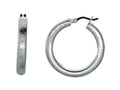 Finejewelers Rhodium Plated Textured Stardust Bright Cut Roud Hoop Earrings