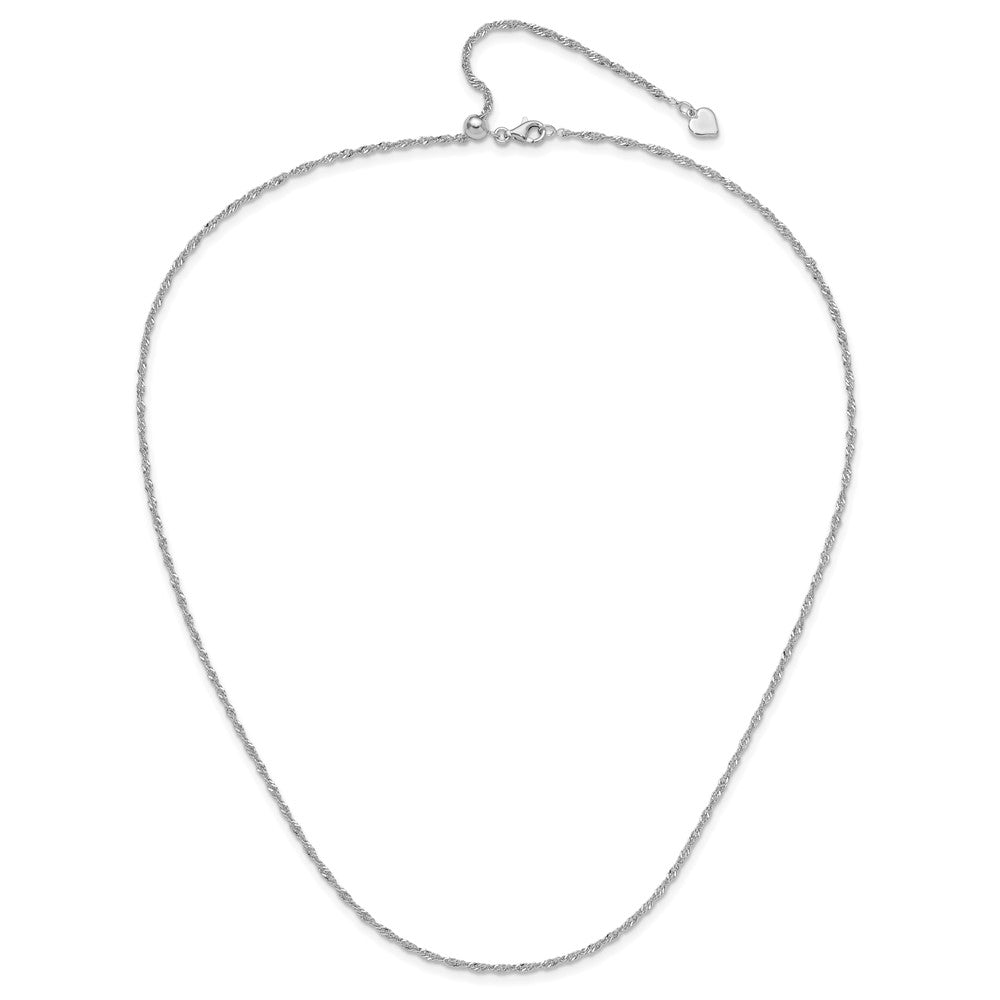 Finejewelers Rhodium Plated 22 Inch Adjustable Sparkle Chain Necklace Lobster Clasp Small Heart Charm