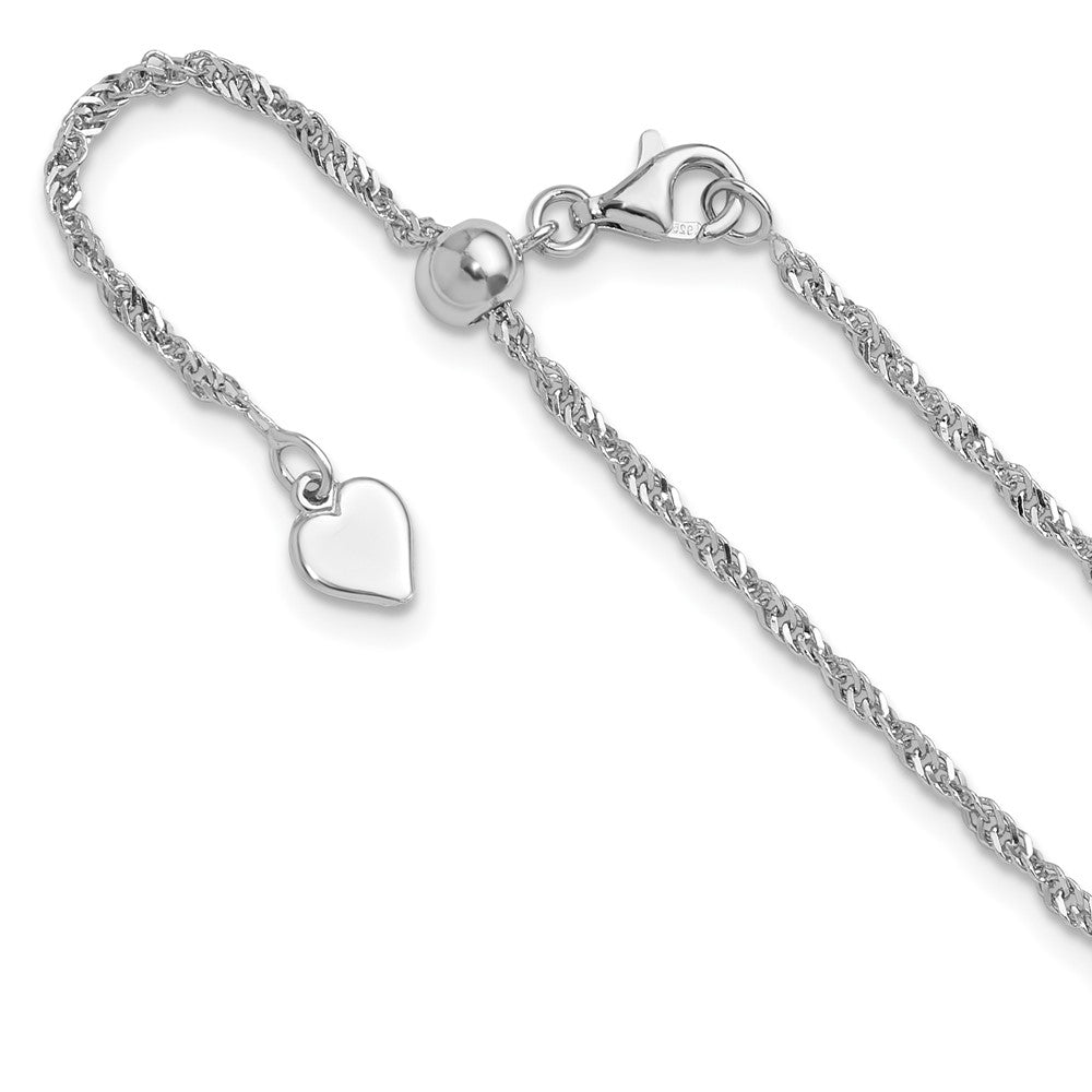 Finejewelers Rhodium Plated 22 Inch Adjustable Sparkle Chain Necklace Lobster Clasp Small Heart Charm
