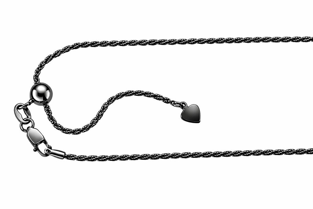 Finejewelers Ruthenium Plated 22 bright-cut Adjustable Sparkle Chain Necklace Lobster Clasp and Heart