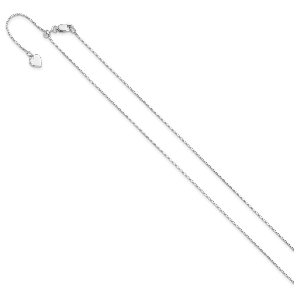 Finejewelers Rhodium Plated 22 Inch x 0.85mm Adjustable Box Chain Necklace Lobster Clasp and Small Heart Charm