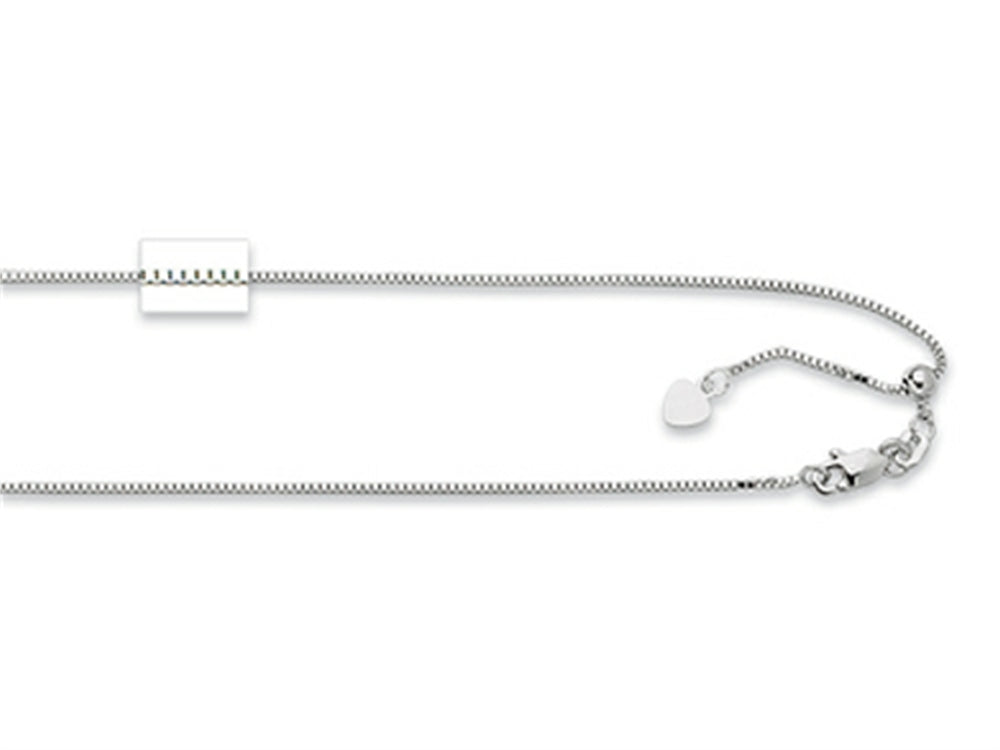 Finejewelers Rhodium Plated 22 Inch bright-cut Adjustable Box Chain Necklace Lobster Clasp Heart Charm