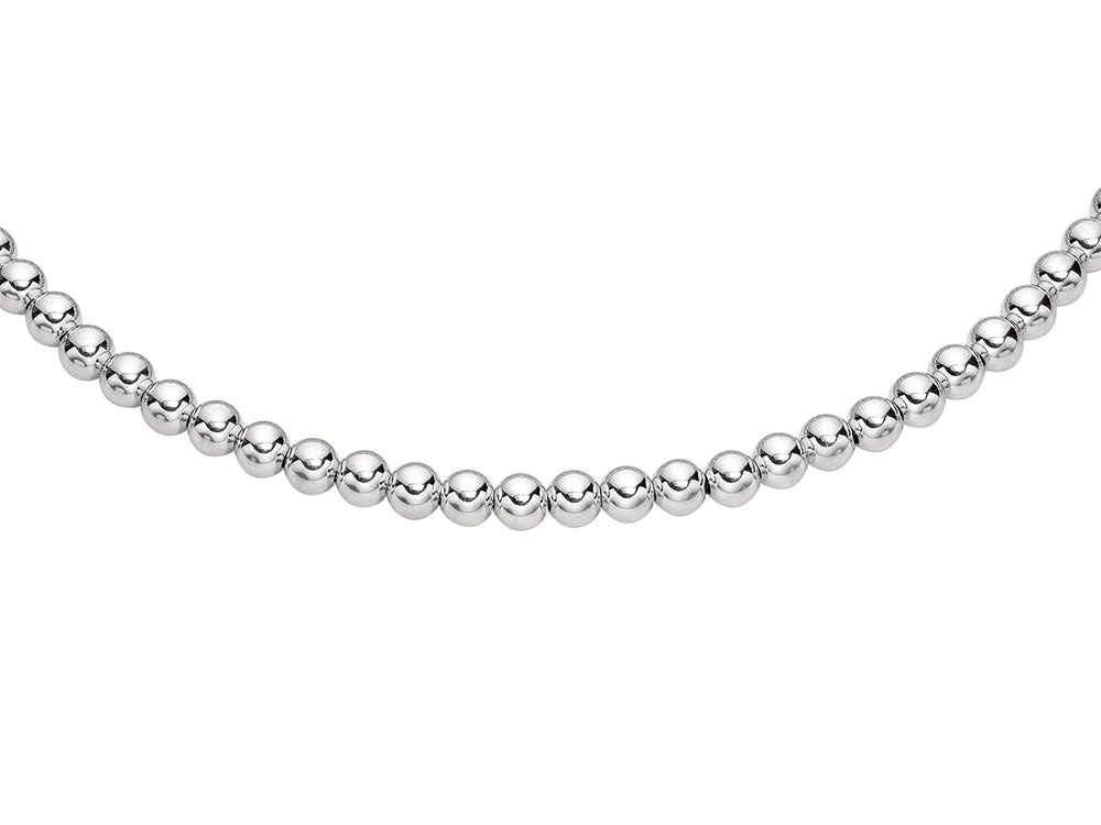 Finejewelers Rhodium Plated 18 Inch Round Bead Necklace with Lobster Clasp