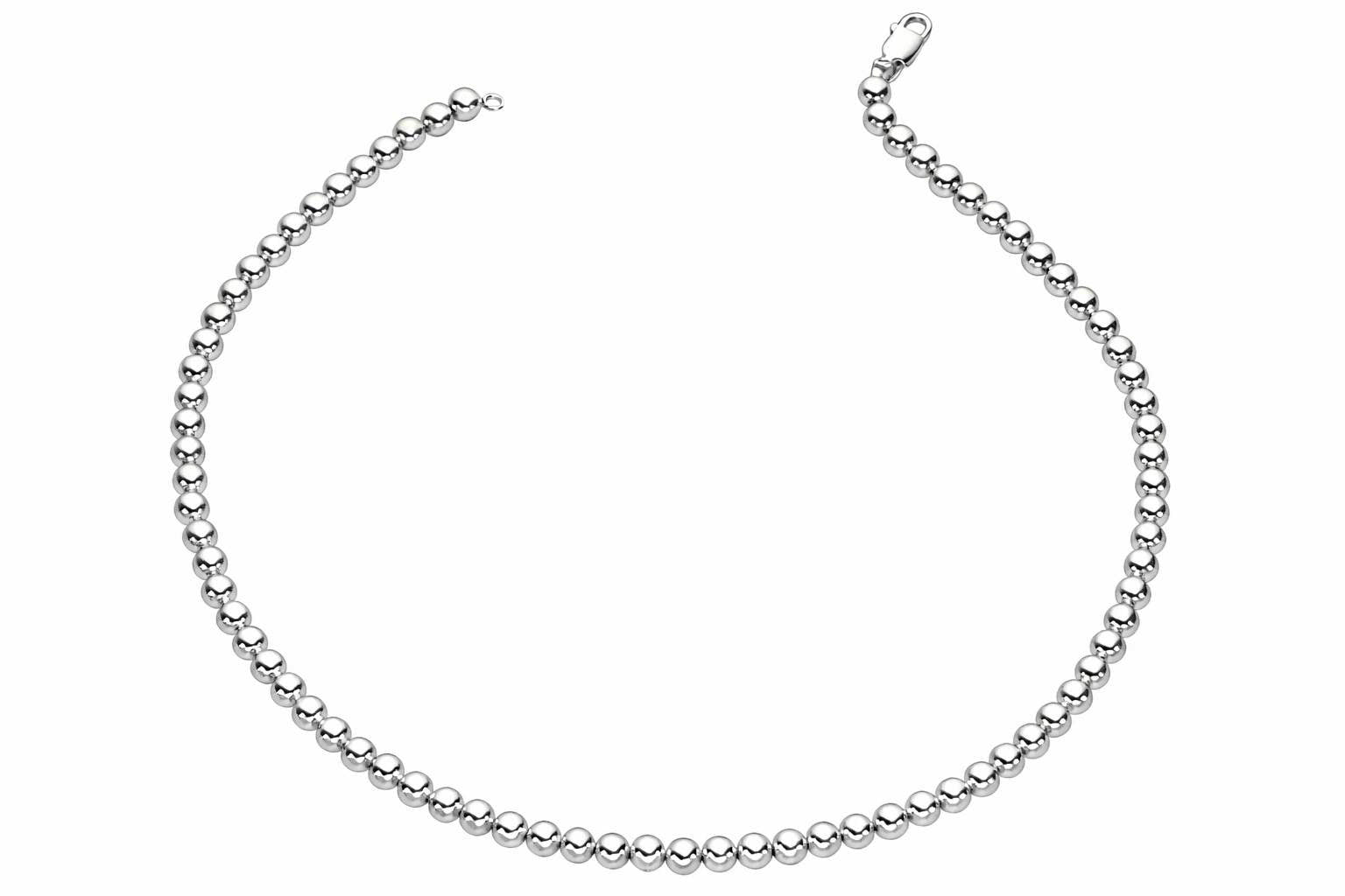 Finejewelers Rhodium Plated 18 Inch Round Bead Necklace with Lobster Clasp