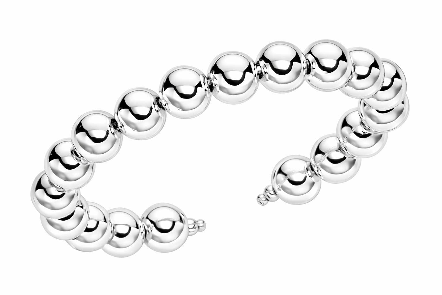 Finejewelers Rhodium Plated 10mm Round Bead Cuff Bangle