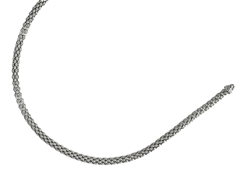 Finejewelers Rhodium Plated 18 Inch Round Mesh Necklace with Lobster Clasp